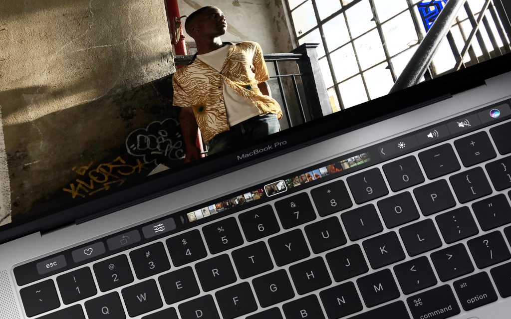 A close up of the TouchBar on a 2016 13" MacBook Pro
