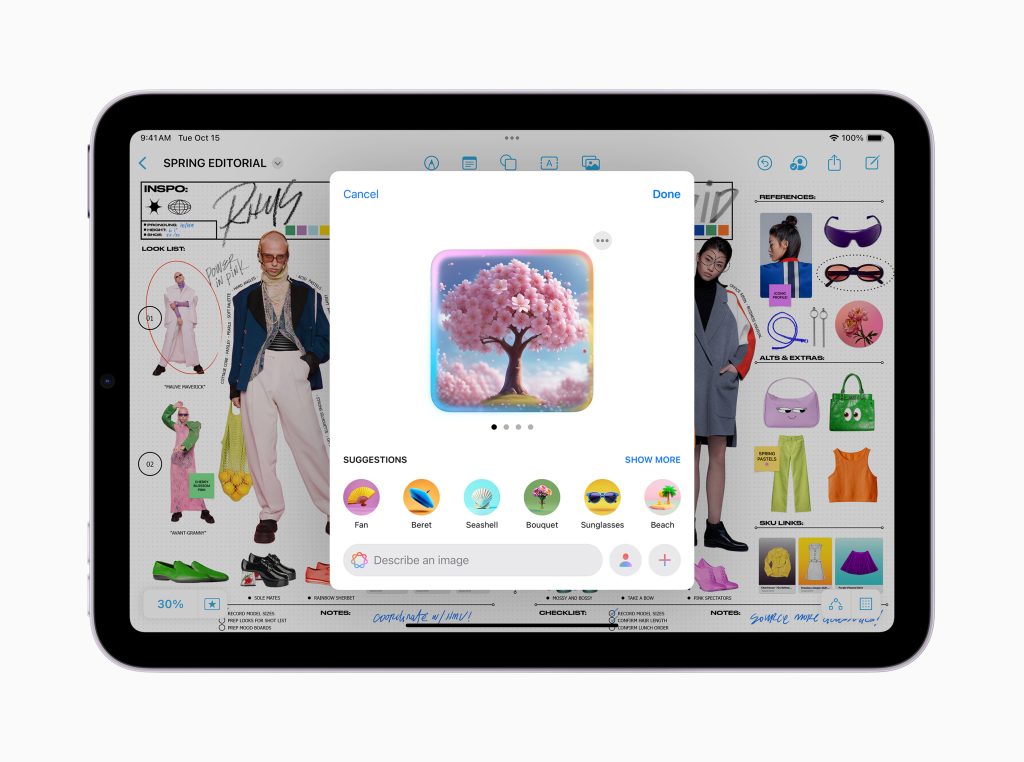 An iPad mini featuring Apple's Image Playground tool